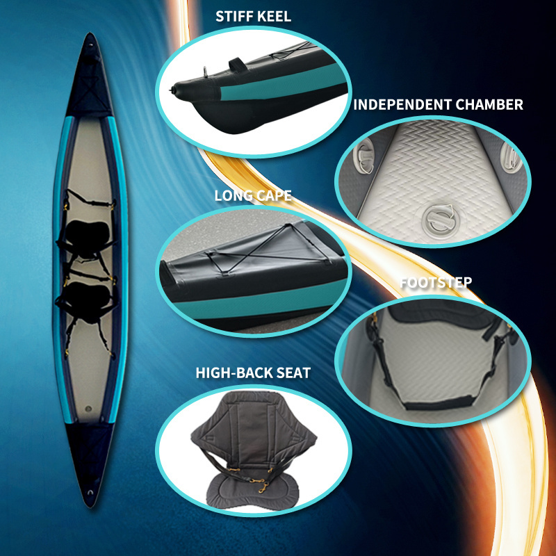 Factory Supply Customization Drop stitch Kayak 2 Person Fishing Kayak Inflatable Boat Canoes With Accessories