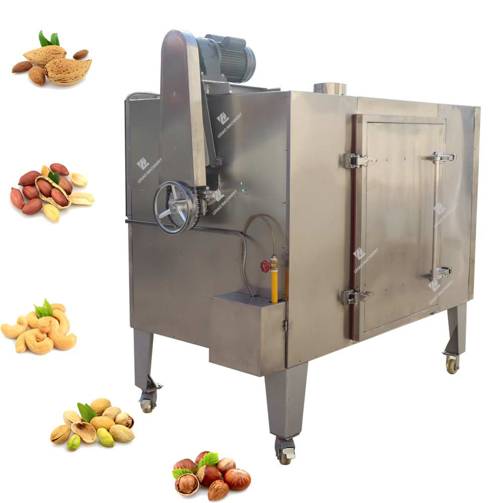 LEHAOeasy operation 100 kg / h stainless steel portable peanut roaster machine 100kg