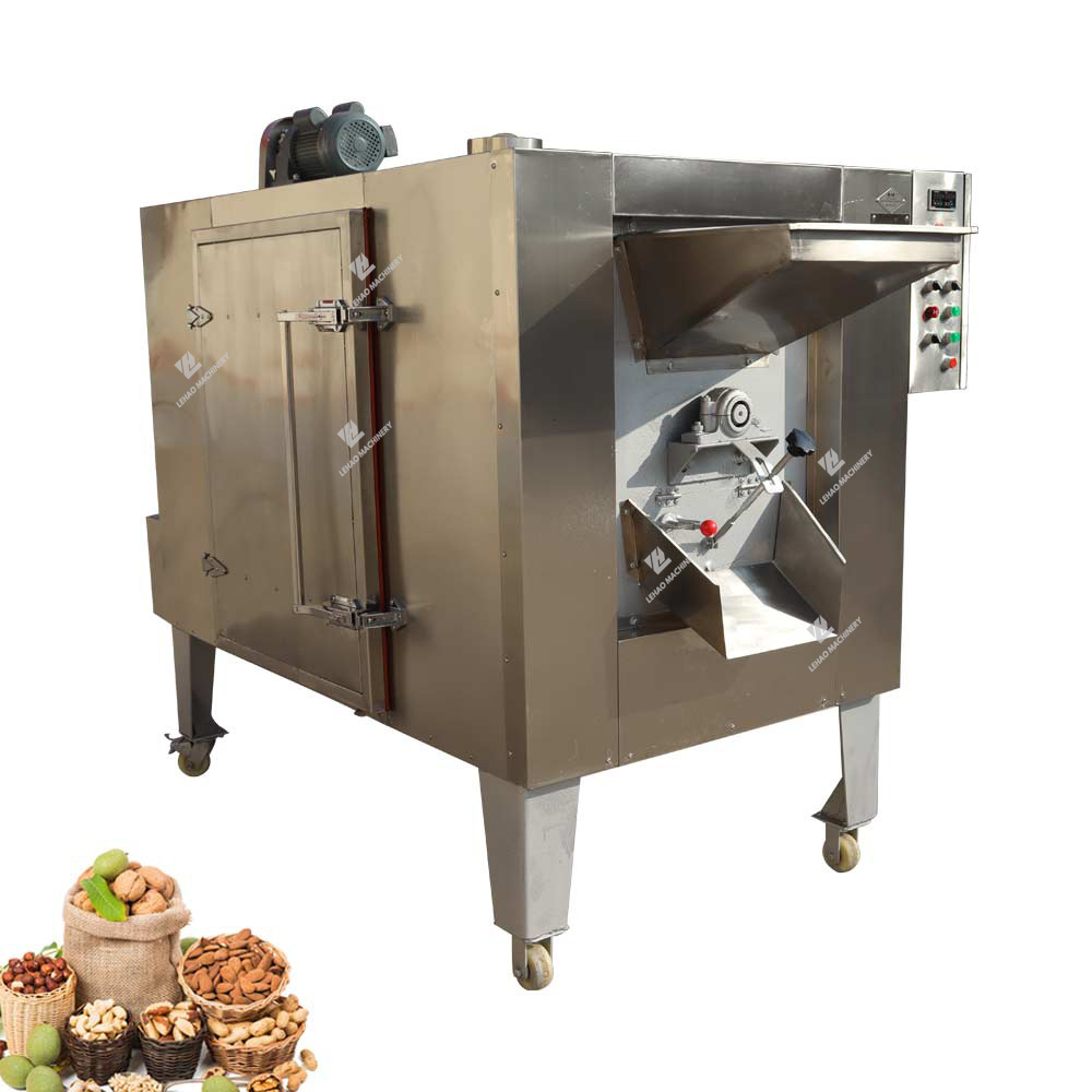 LEHAOeasy operation 100 kg / h stainless steel portable peanut roaster machine 100kg