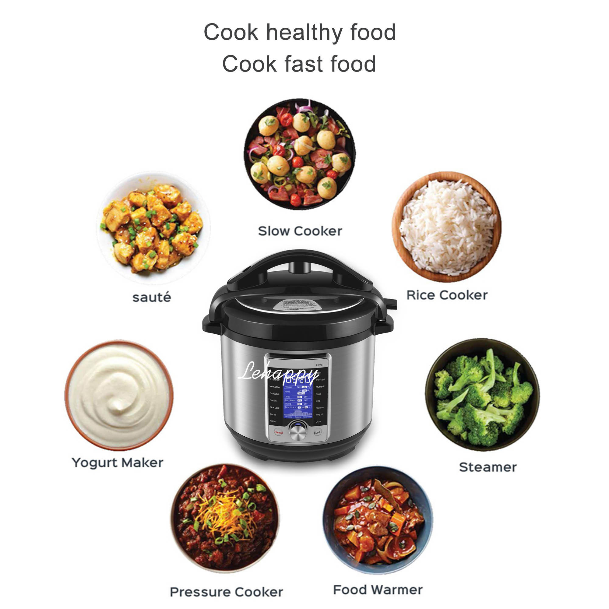 6L black touch cooker instant hot pot touch multi-function stainless steel electric Pressure cooker