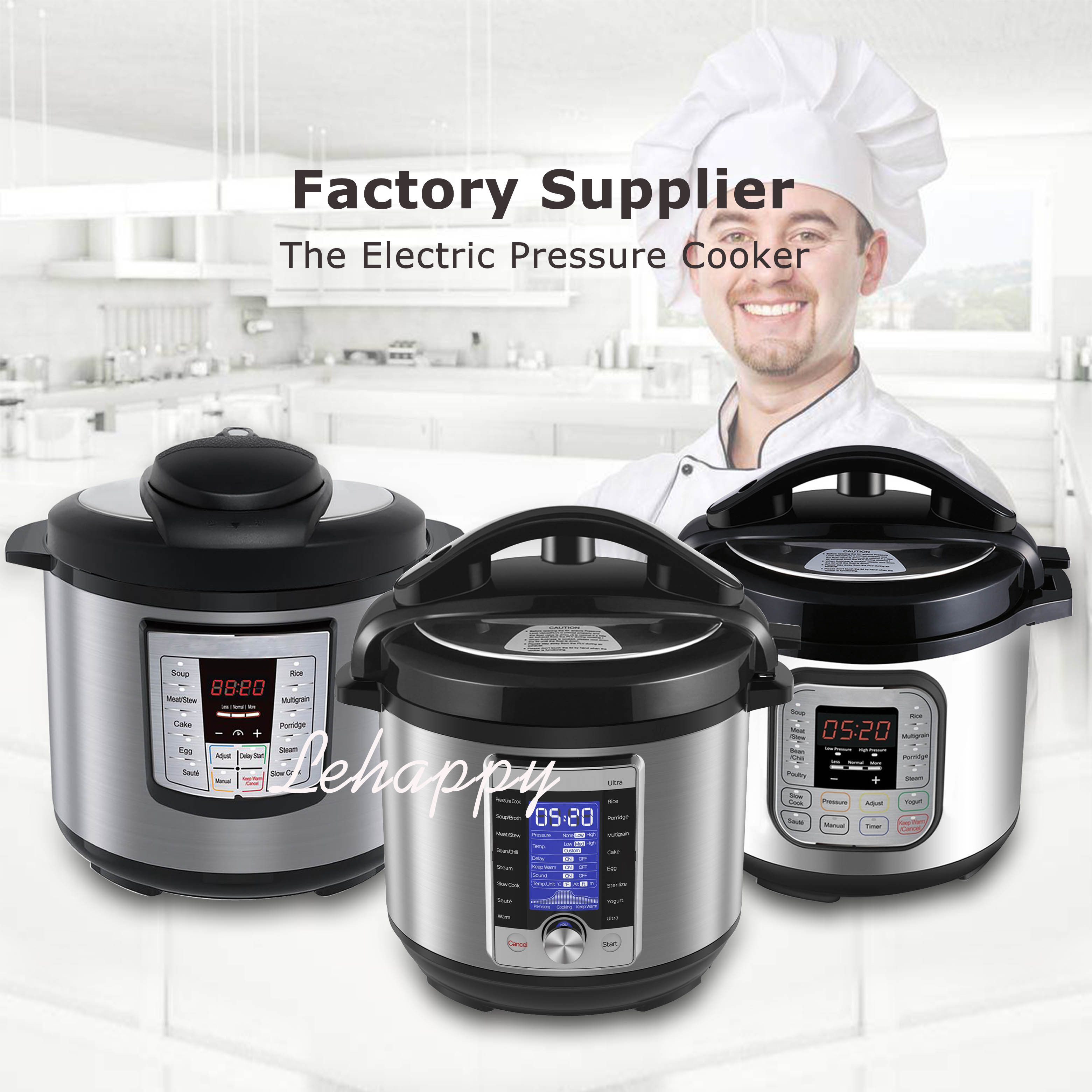 6L black touch cooker instant hot pot touch multi-function stainless steel electric Pressure cooker