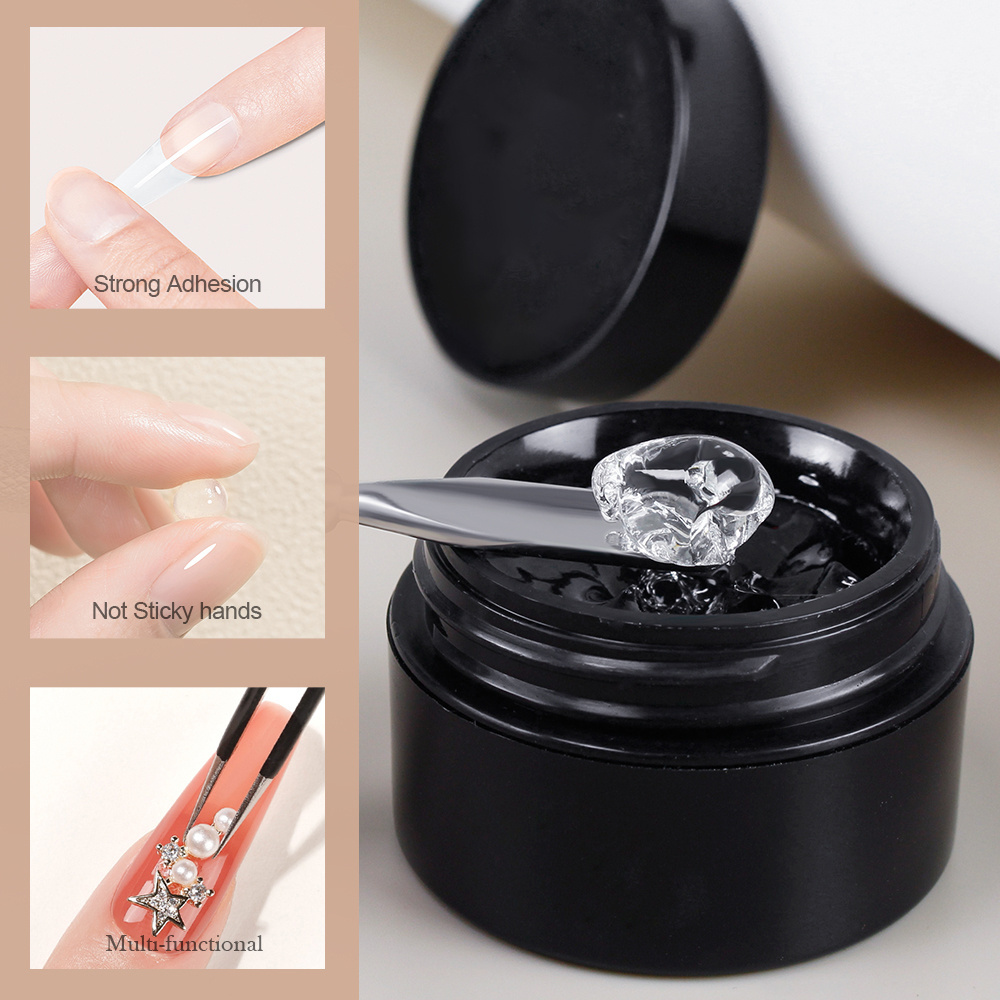 Private Label 15g Solid Uv Gel Tips Glue Gummy LED Stick On Nails Super Strong Cream Gel Jar Canned Wholesale Acrylic Nail Glue