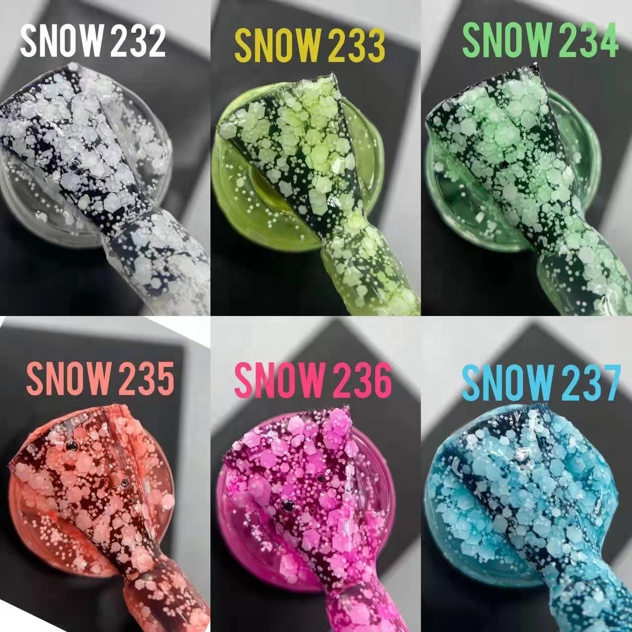 long lasting white eggshell snow flake pieces glitter UV neon color other nail art paint supplies gel snowflake nail polish gels