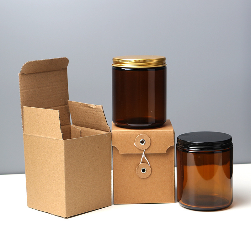 Wholesale Cylinder Empty 8oz 250ml Amber Glass Holders Candle Jar with Lid for Candle Making