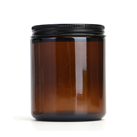 Wholesale Cylinder Empty 8oz 250ml Amber Glass Holders Candle Jar with Lid for Candle Making