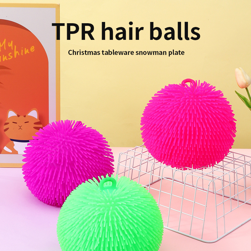 Factory direct sales new popular love anti stress toy 19cm diameter TPR Inflatable decompression hairball toy hand pinch toy