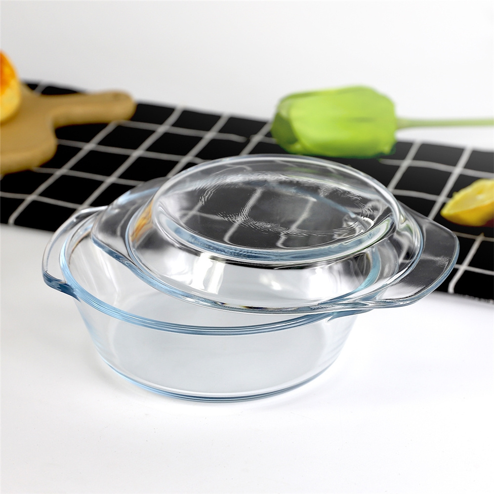 Housewares high borosilicate glass clear casserole with lid cooking pot