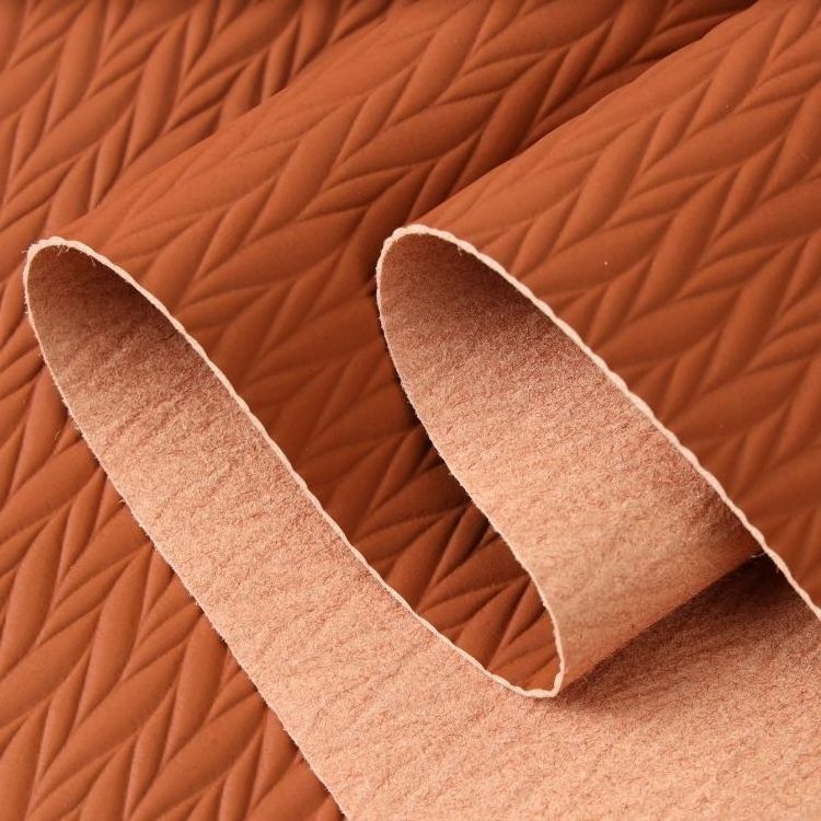 orange Microfiber Embossed leather for car seat filling upholstery material covering 3D graphics car leather Rice flowers textu