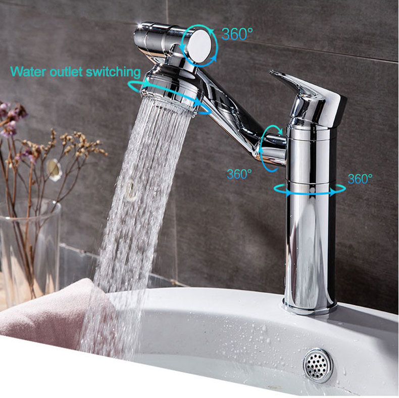 2022 New Design Bathroom Taps Modern Water Faucet Hot and Cold Mixer Free Rotation Bathroom Sink Faucet Single Handle 2 Years