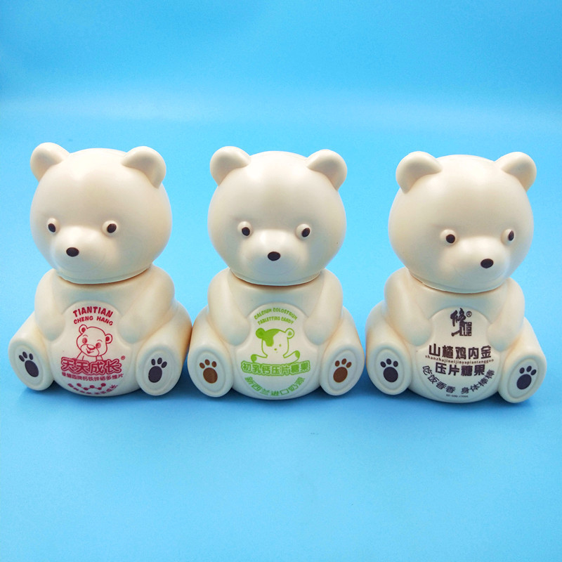 High quality  Plastic Empty cute Security Level HDPE candy bear shaped Pill capsule Bottles