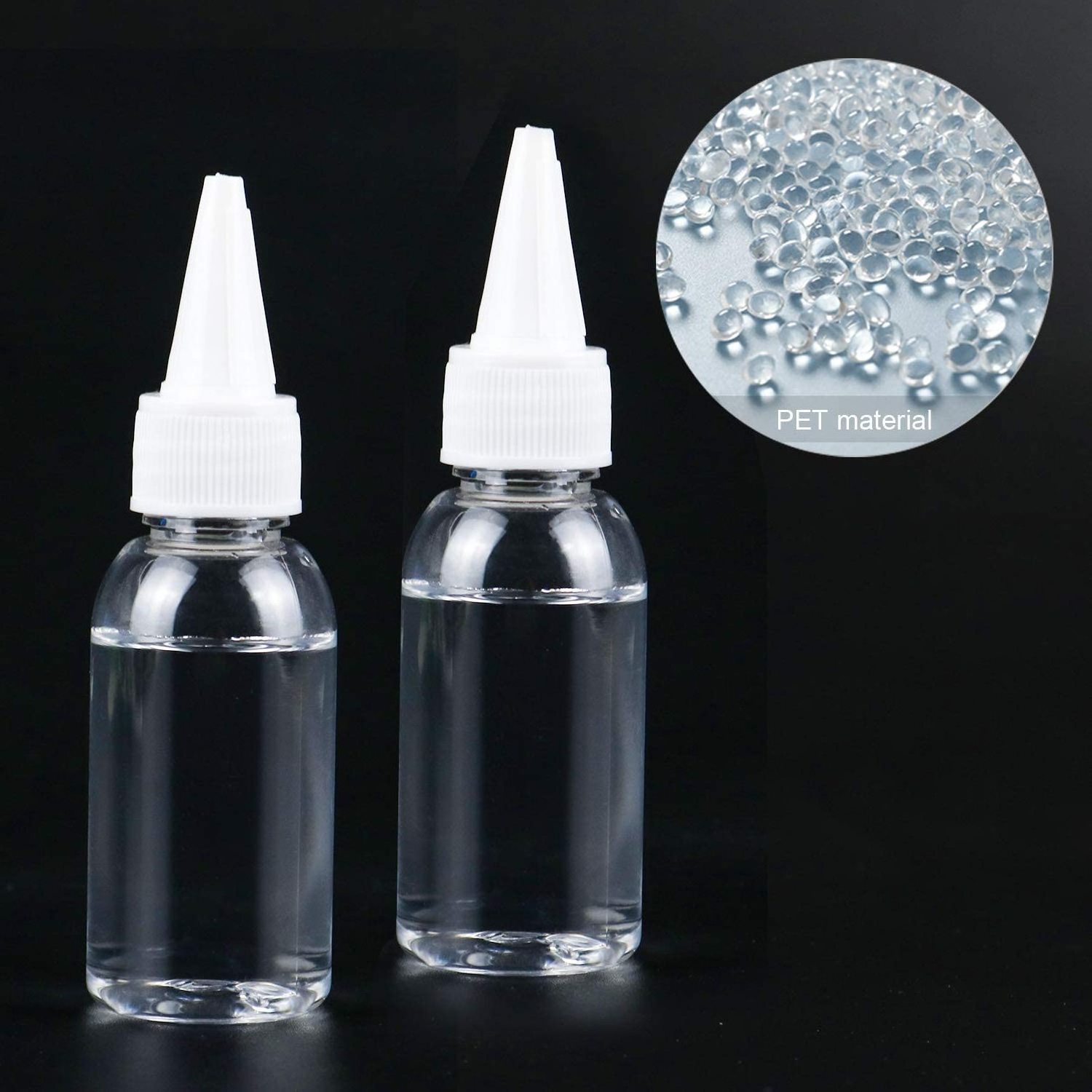 Customized size 30ml 60ml 100ml 200ml Squeeze bottle white black clear Mouth Top Cap pointed bottle for Essential Oils /pigment