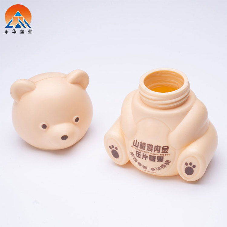 Cute HDPE 100ml small capacity  Plastic Empty Pill capsule Storage bear shaped Bottles