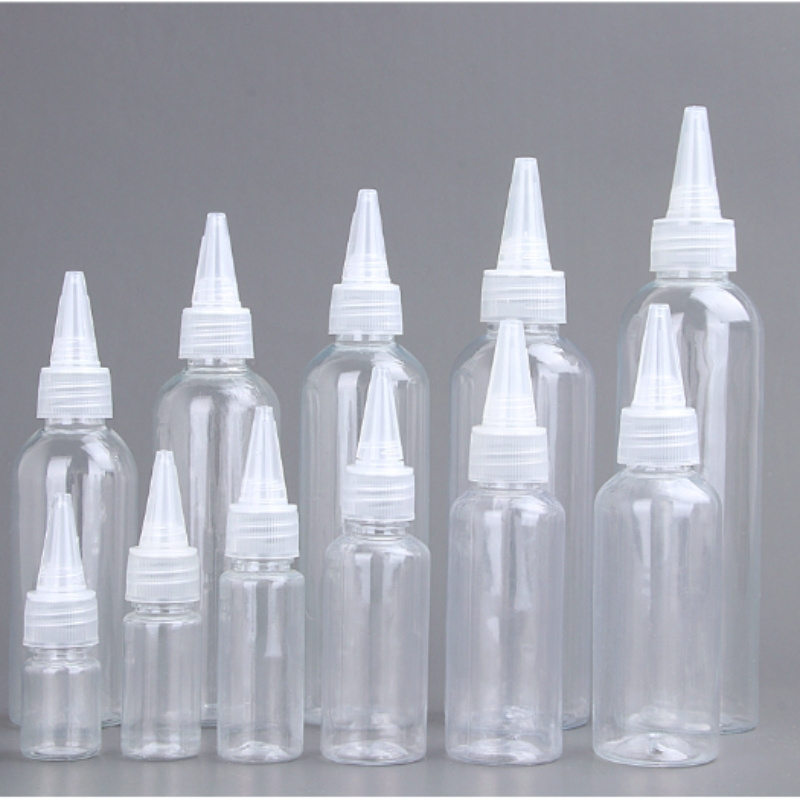 Customized size 30ml 60ml 100ml 200ml Squeeze bottle white black clear Mouth Top Cap pointed bottle for Essential Oils /pigment