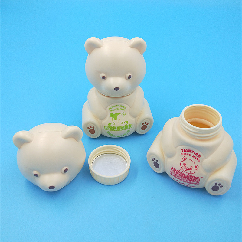 High quality  Plastic Empty cute Security Level HDPE candy bear shaped Pill capsule Bottles