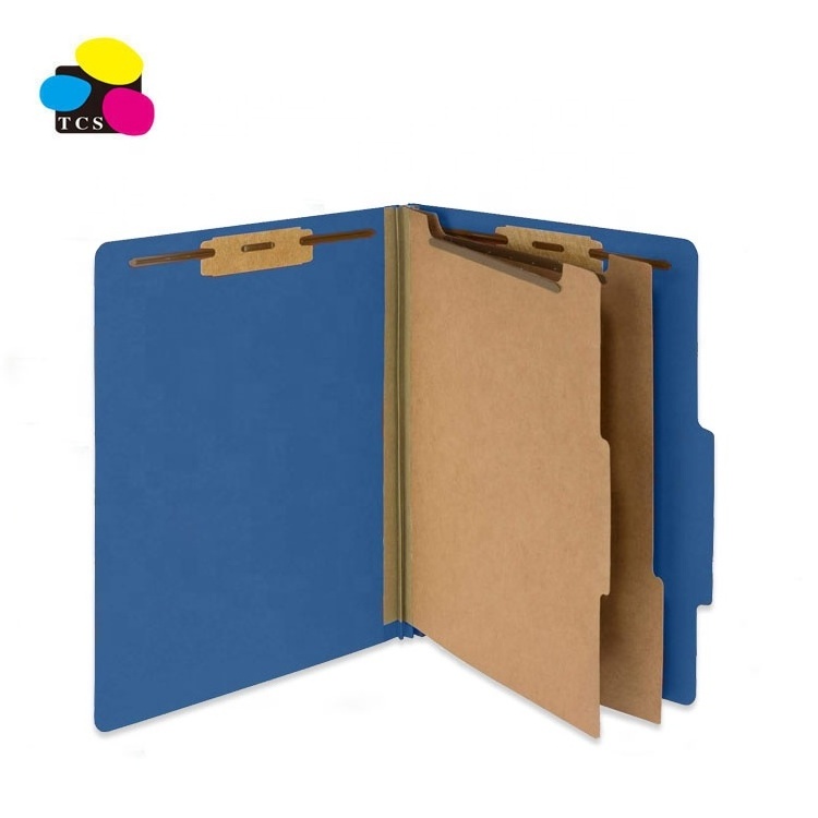 2022 New Product 2 Dividers 6Faces Dark Blue Stationery Classification Pressboard File Folder