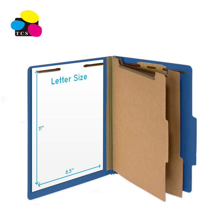 2022 New Product 2 Dividers 6Faces Dark Blue Stationery Classification Pressboard File Folder