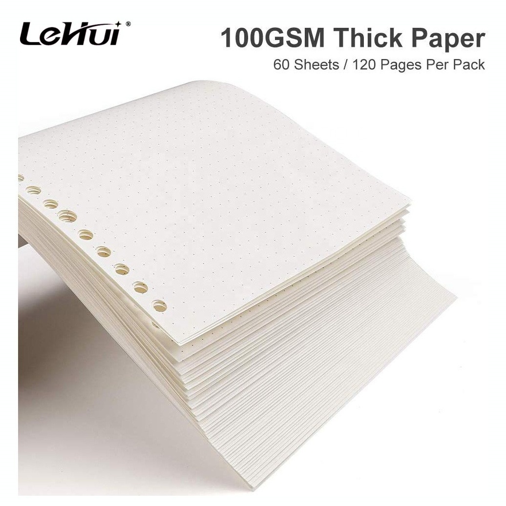 Chinese Supplier White 6 3/4 x 4 1/8 Inches 160 Pages 6 Holes Lined Refillable White Loose Leaf Filling Paper