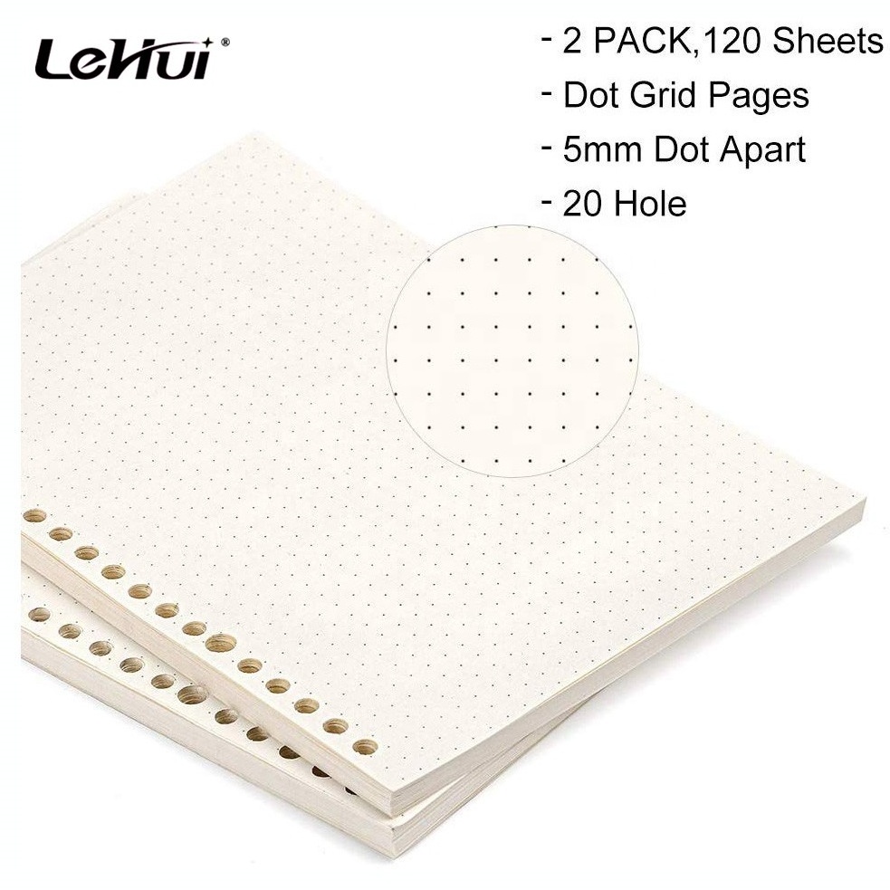 Chinese Supplier White 6 3/4 x 4 1/8 Inches 160 Pages 6 Holes Lined Refillable White Loose Leaf Filling Paper