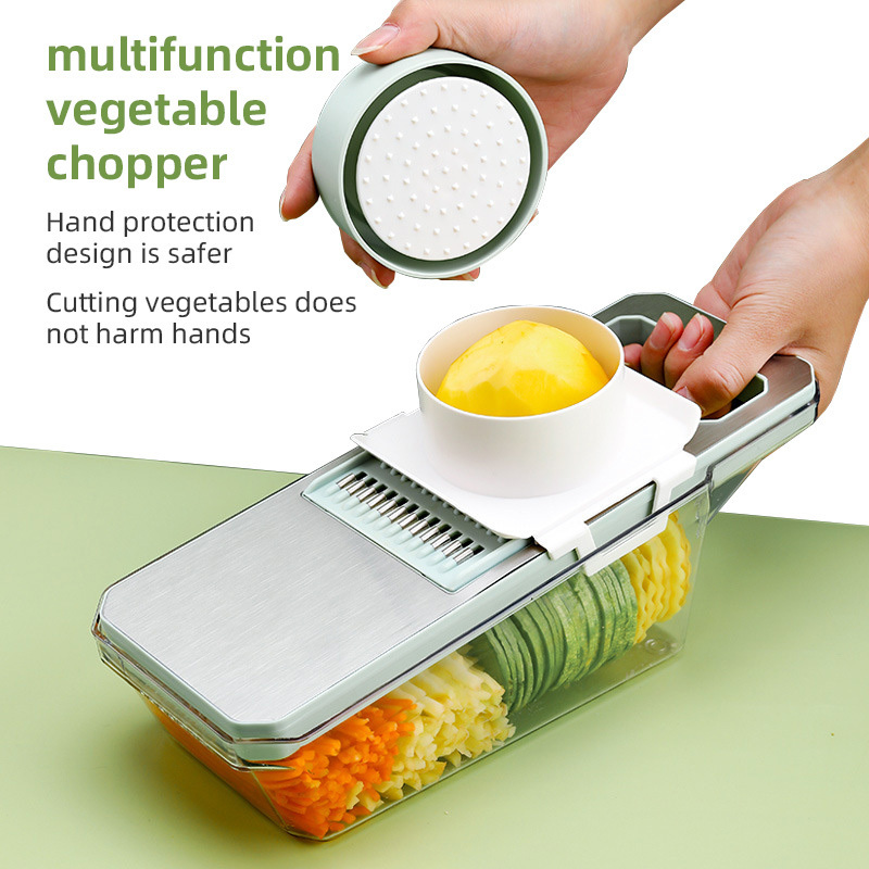 Multi-functional Kitchen Gadget Stainless Steel Cheese Grater Professional Vegetable Chopper with Container ali baba com