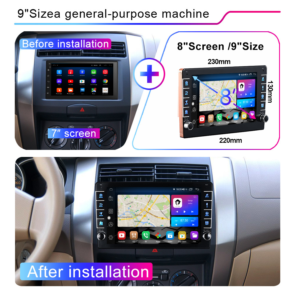 LEHX 8 Inch 8 Core 4G IPS DSP  2Din Android Auto Carplay Universal Car Radio Multimedia GPS Navigation With Knob Button