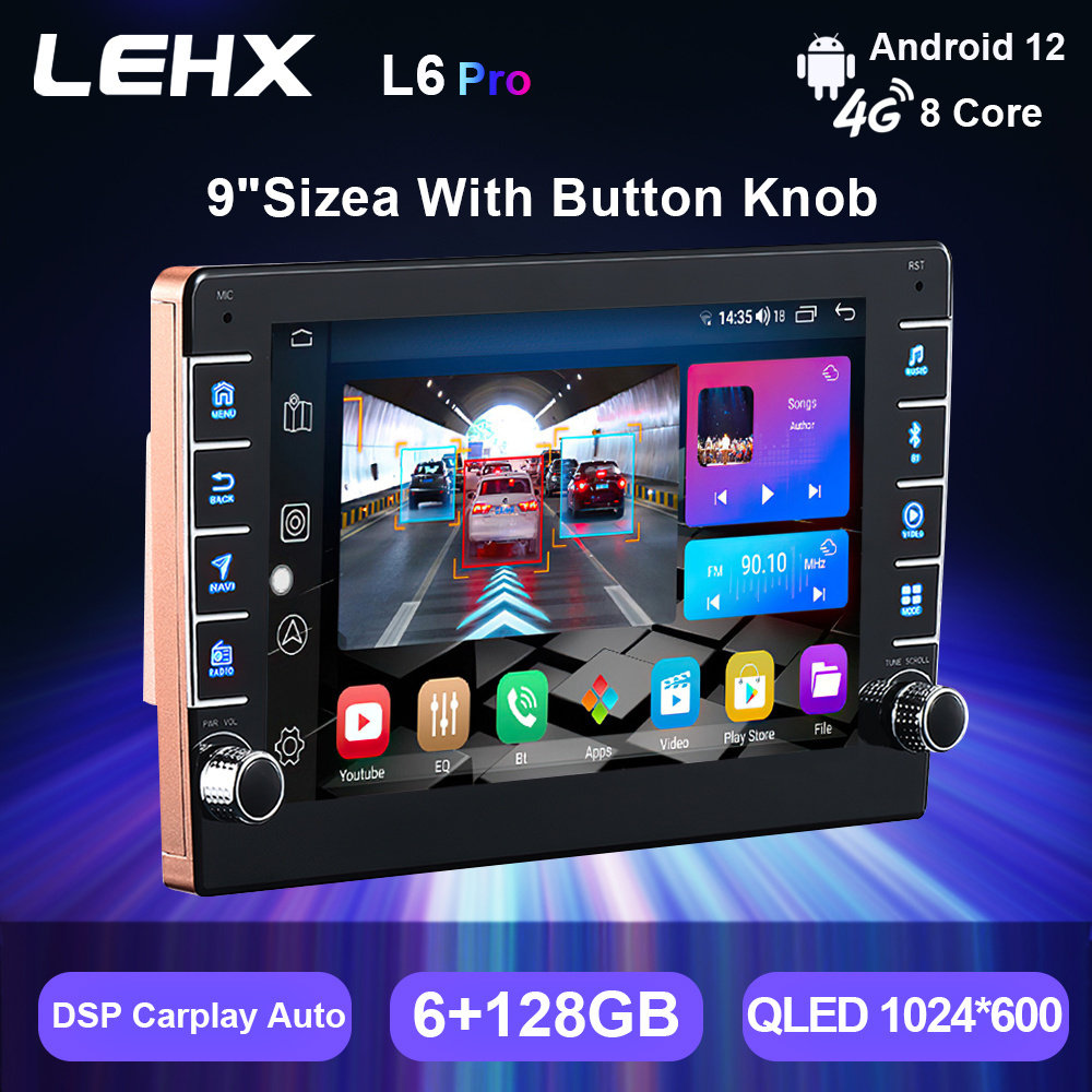 LEHX 8 Inch 8 Core 4G IPS DSP  2Din Android Auto Carplay Universal Car Radio Multimedia GPS Navigation With Knob Button