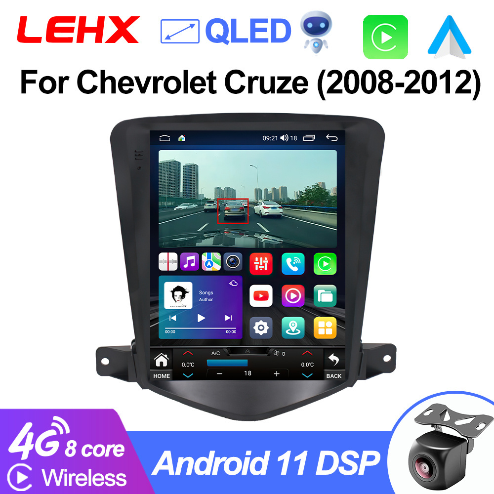 LEHX 8 Core 4G Android 12 Car Radio Multimedia For Chevrolet Cruze J300 2008-2012 Tesla Style Carplay Auto 2 Din Stereo GPS