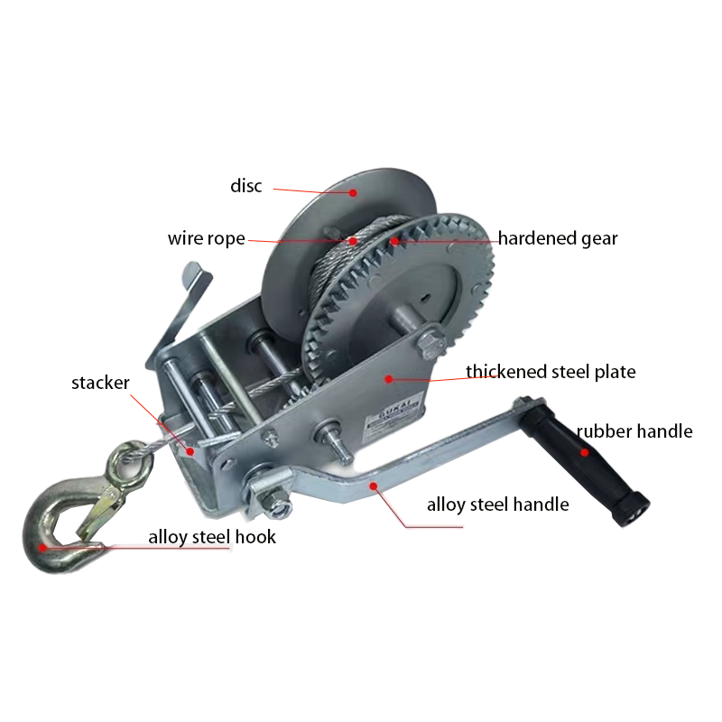 2600LBS Portable Heavy Duty Hand Crank Strap Winch Boat Trailer Hand Winch With Towing Accessories