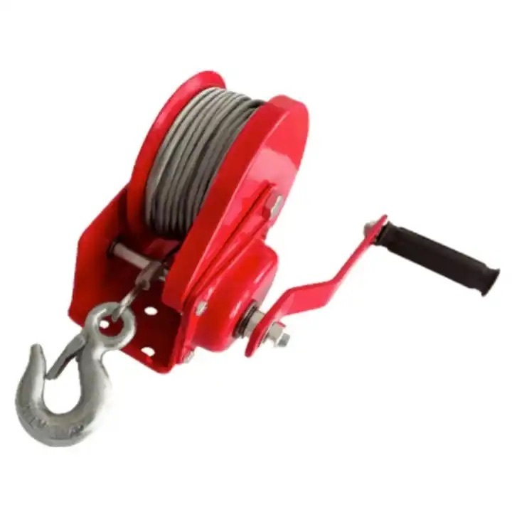 Durable Hand Winch 900 Kg Mini Hand Winch 7M Wire Rope Hand Anchor Winch Red