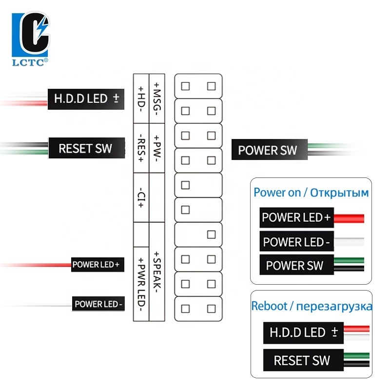 1NO+1NC Computer power key restart Key Metal with light button switch start desktop main case power cord motherboard