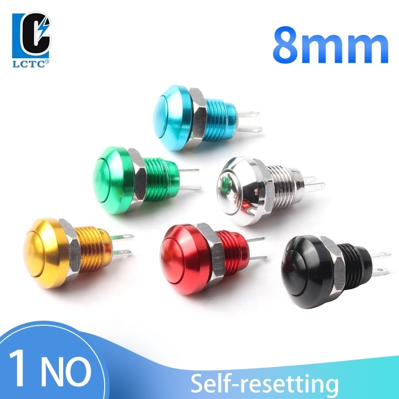 8mm Ball head metal button mini small switch proof self-resetting sellf-locking circular micro