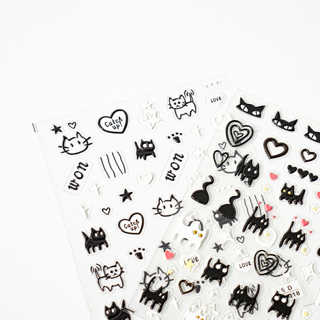 5D Cute Animal Letter Pattern Shape Nail Stickers Custom 3d Nail Art Stickers Custom Nail Wrap