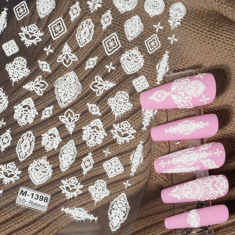 2023 tik tok new popular blue flower 5d acrylic nail stickers 5d embossed nail art sticker decal