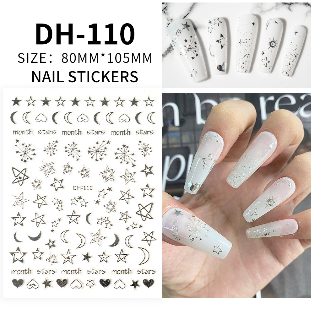 Leidankou Stars Moon Art Geometry Nail Decals 3D Nail Art Stickers Decoration For Nails