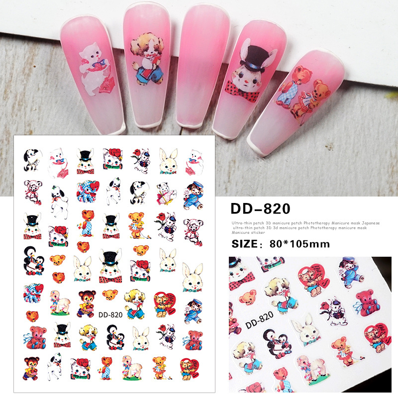 Popular Custom DIY Colorful Nail Flower Decals 3D Nail Art Designs Adhesive Cartoon Nail Art Sticker