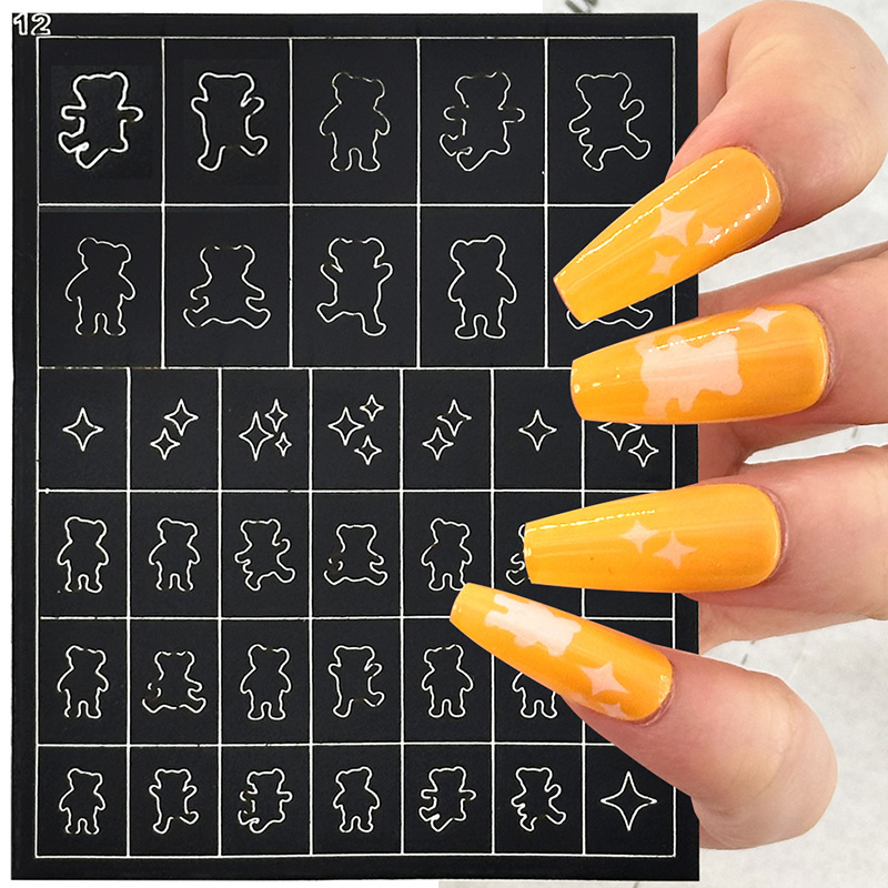 Newest Hollow Nail Decals Designer Custom Nail Stickers Art Heart Outline Cloud Strips Star Nail Stickers Manicure