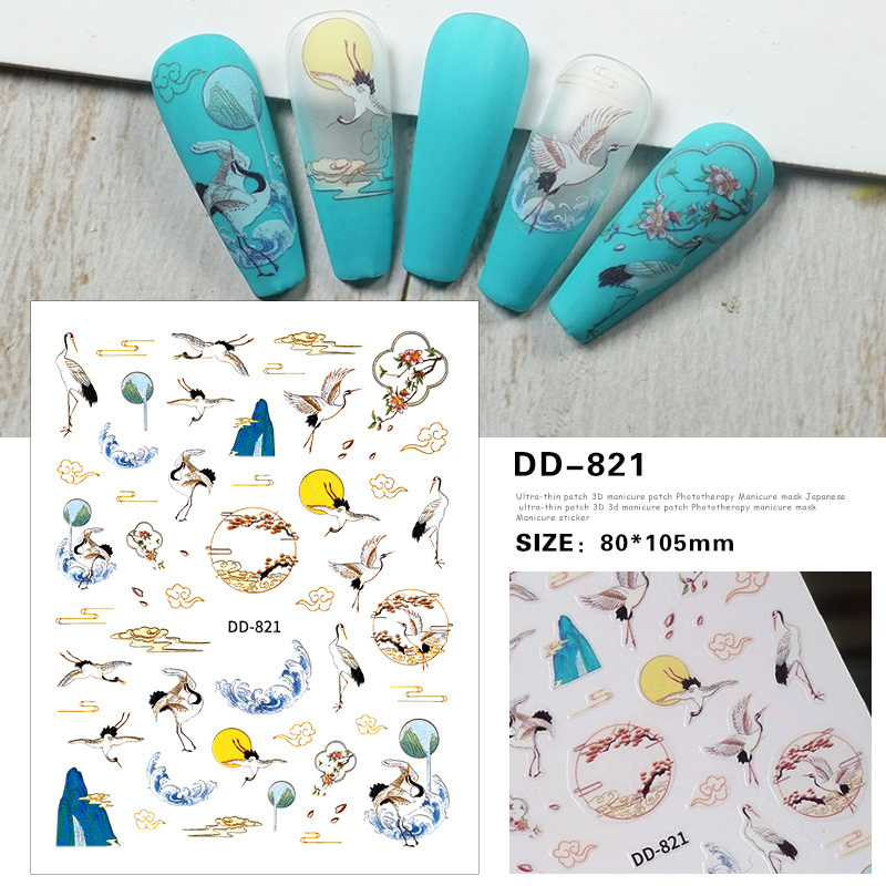 Popular Custom DIY Colorful Nail Flower Decals 3D Nail Art Designs Adhesive Cartoon Nail Art Sticker