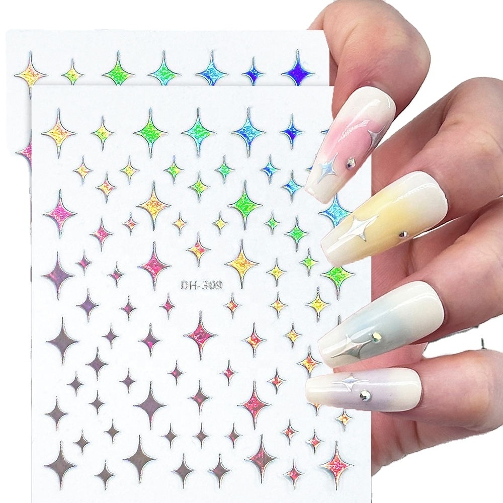 Nail Art Stickers Decals Glitter Holographic Star Heart Nail Supplies Nail Art Design Sticker