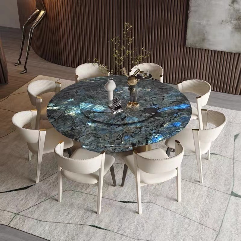 Luxury Marble top Dining table set Rectangle tables crushed diamond dinning room furniture