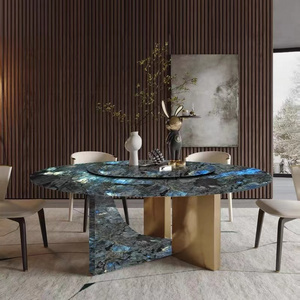 Luxury Marble top Dining table set Rectangle tables crushed diamond dinning room furniture