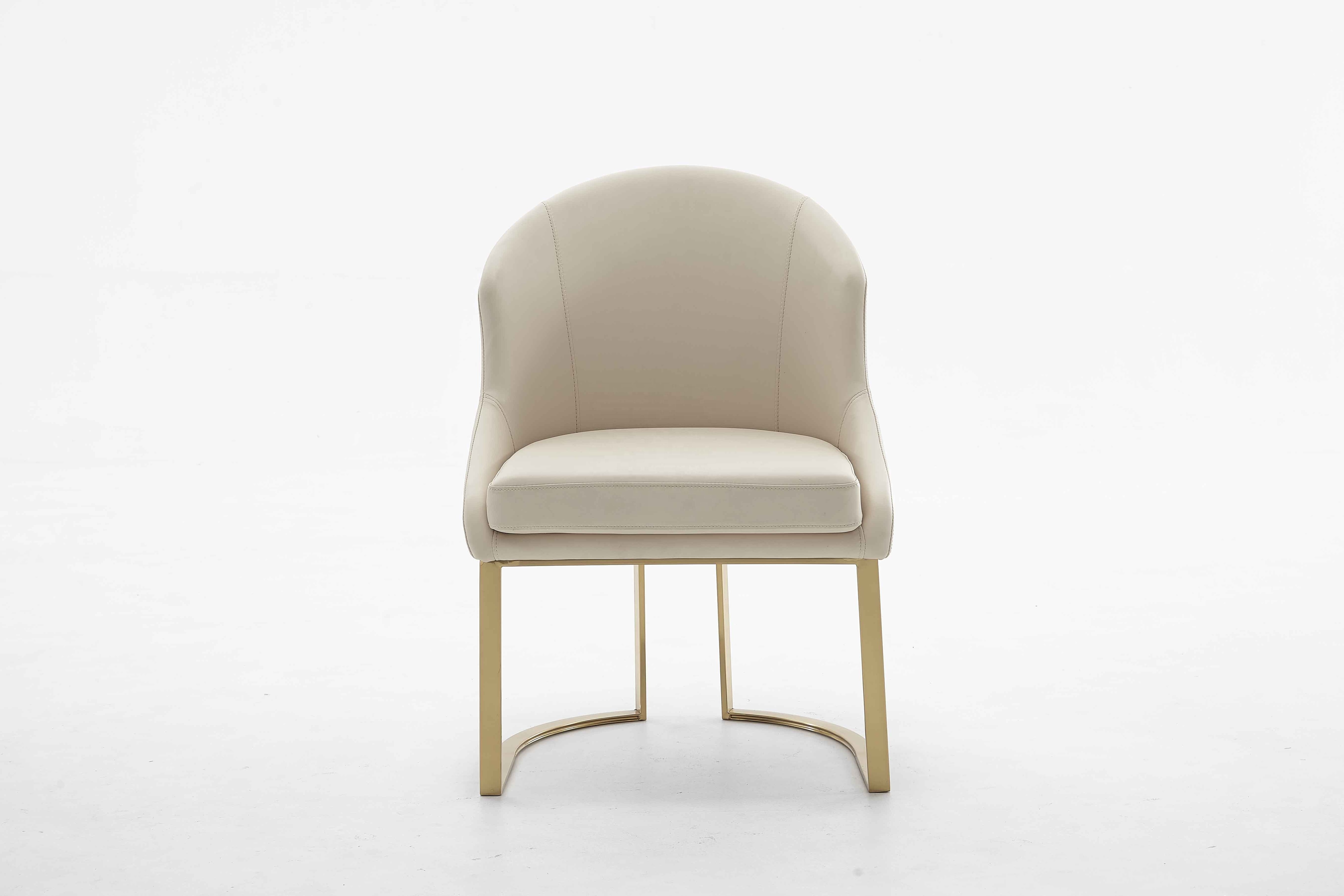 Hot sales Chair Dining Chair Modern Luxury Gold Stainless Steel Metal Frame Leg Beige Leather Dining Chair