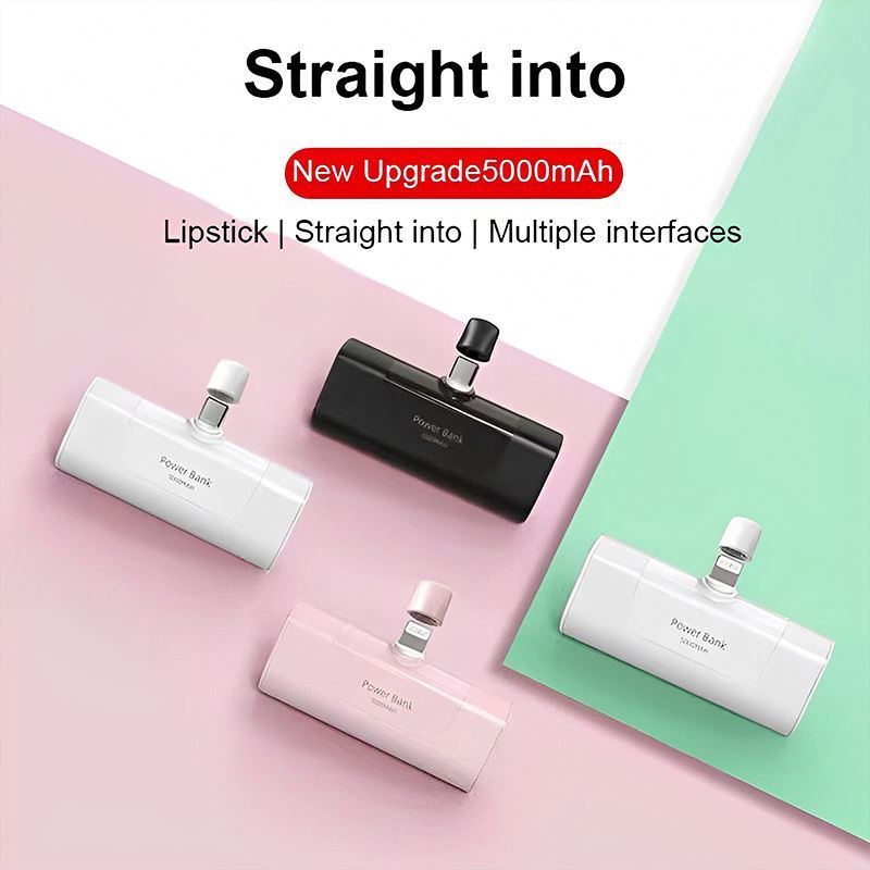 Mini Capsule Power Bank 5000Ah Led Display Battery Pack Charger Compact PowerBank Portable Charger power bank For iphone