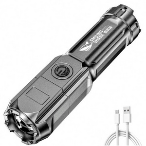 Portable Mini Led Flashlight Super Bright Zoomable USB RechargeableTorch for Camping Hiking