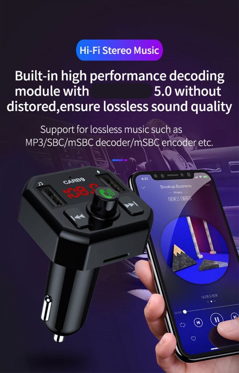 X9 FM Transmitter Audio Aux Modulator Dual USB Fast Car Charger Calling Car Kit Car MP3 Player