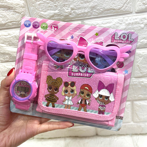 New Cartoon Princess Kids LED Watch with Wallet Glasses Birthday Gift for Children  Cartoon Watch Set Boys Girls Digital  Clock