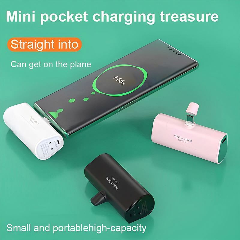 Mini Capsule Power Bank 5000Ah Led Display Battery Pack Charger Compact PowerBank Portable Charger power bank For iphone