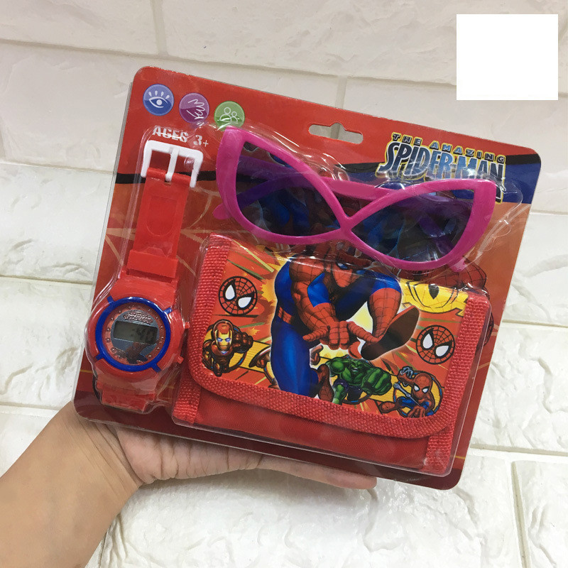 New Cartoon Princess Kids LED Watch with Wallet Glasses Birthday Gift for Children  Cartoon Watch Set Boys Girls Digital  Clock