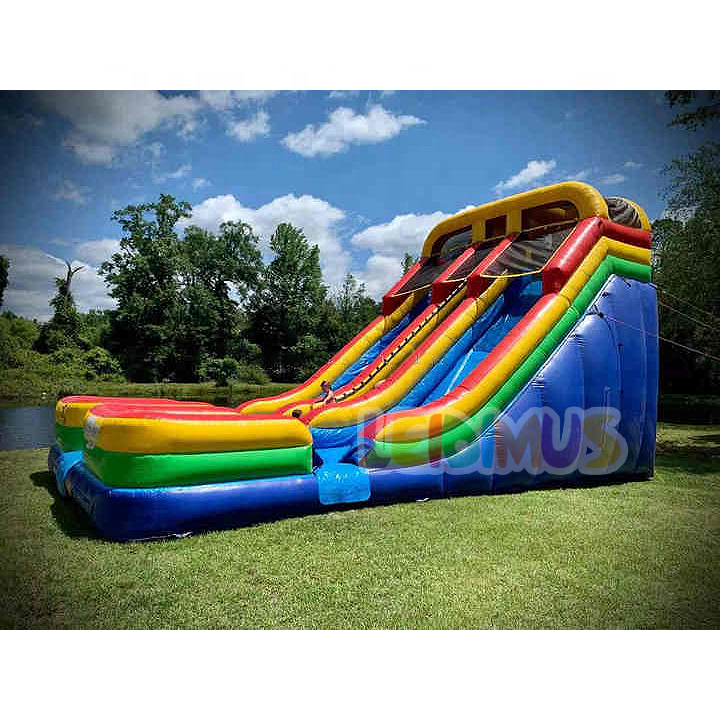 Commercial inflatable dry slide 18ft 20ft double lane slides inflatable house water slide for kids adults with blower