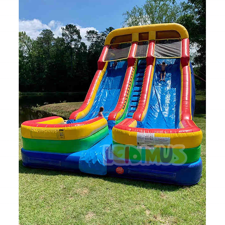 Commercial inflatable dry slide 18ft 20ft double lane slides inflatable house water slide for kids adults with blower