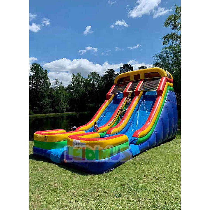 Commercial inflatable dry slide 18ft 20ft double lane slides inflatable house water slide for kids adults with blower