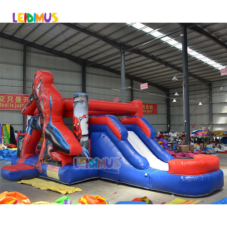 Commercial Spiderman Bounce House With Slide kids Bouncy Jumping Gaming Bounce Spider Man Inflatable bouncer Castle Slide